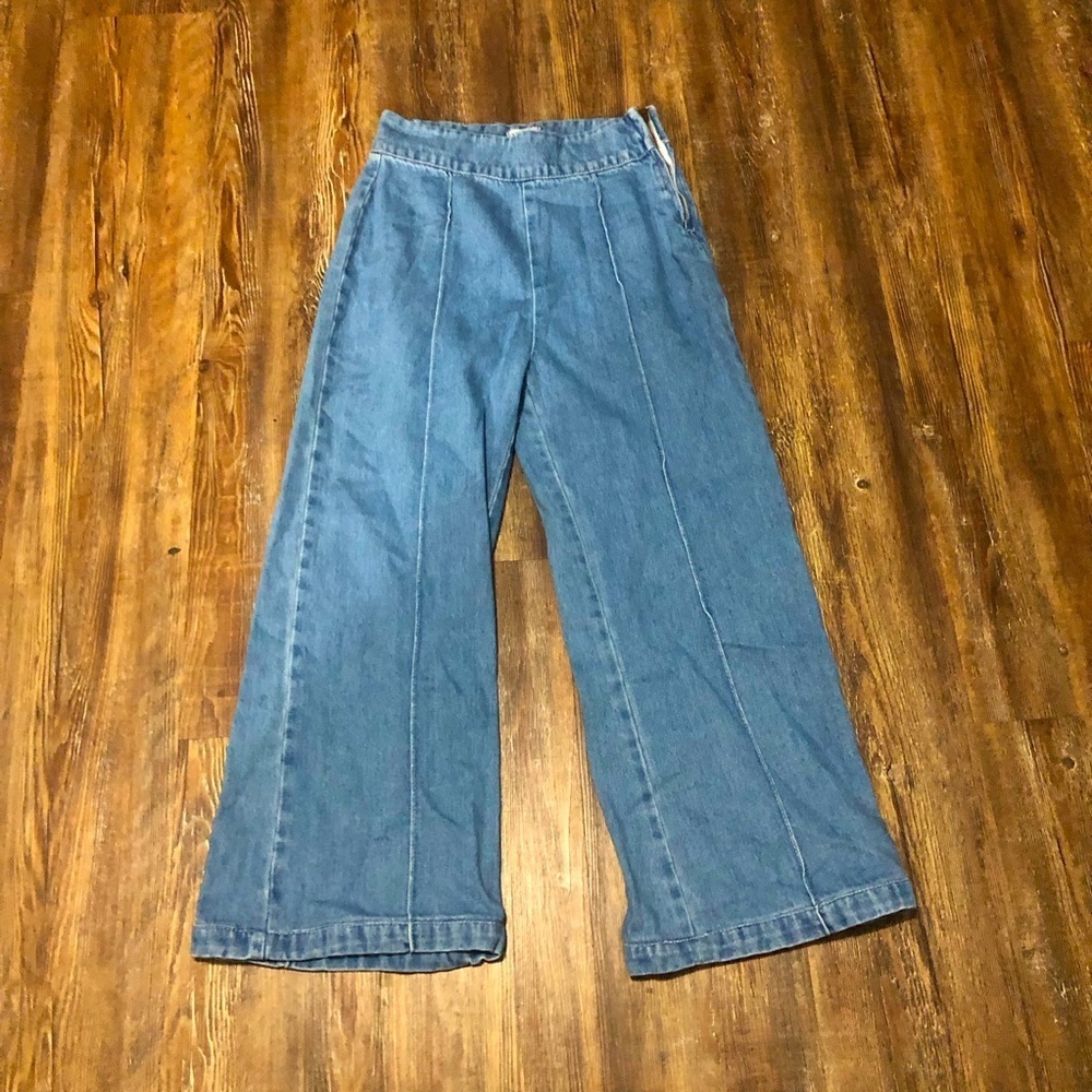 Twelve by Ontwelth Wide Leg Cropped Jeans Women's Small Front Seam High Rise Den